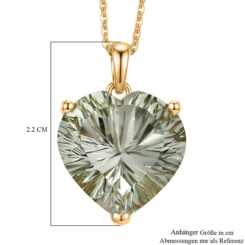 D'Joy AA Prasiolith Schmuckset ca. 50 cm 925 Silber 750 Gelbgold Vermeil ca. 10.08 ct