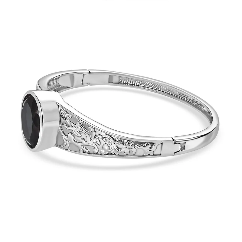 Farbwechsel-Alexandrit-Quarz-Triplette Armreif ca. 19 cm 316L Edelstahl ca. 17.31 ct