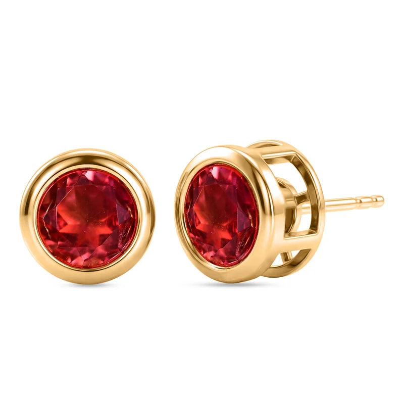 D'Joy Sunset Quarz Triplette Ohrringe 925 Silber 750 Gelb Vergoldet ca. 3.14 ct