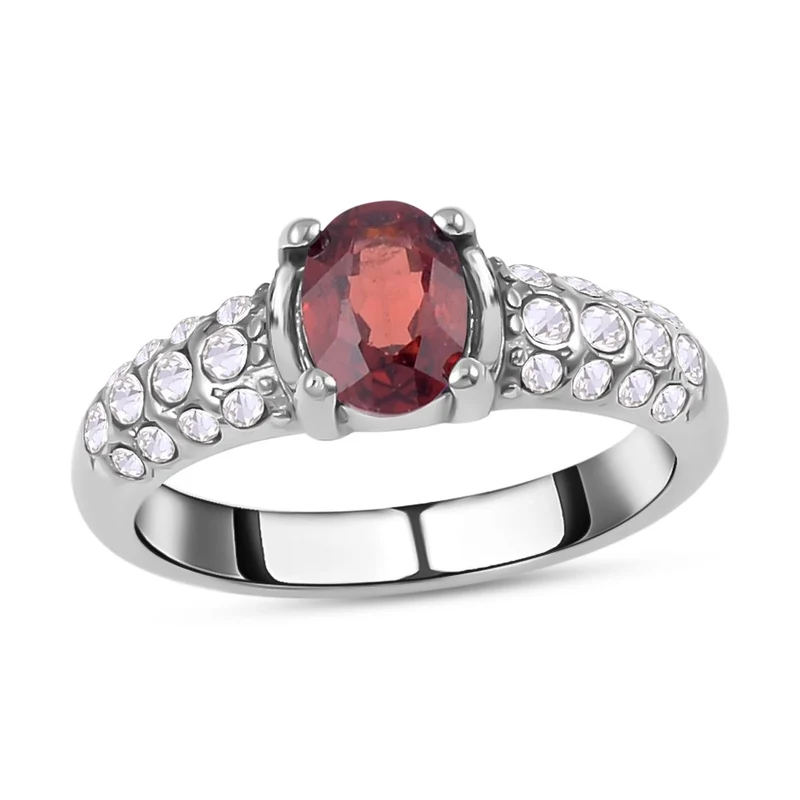 Roter Granat Schmuckset Reiner Edelstahl ca. 0.60 ct