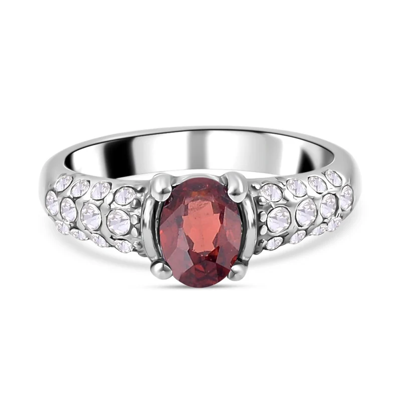 Roter Granat Schmuckset Reiner Edelstahl ca. 0.60 ct