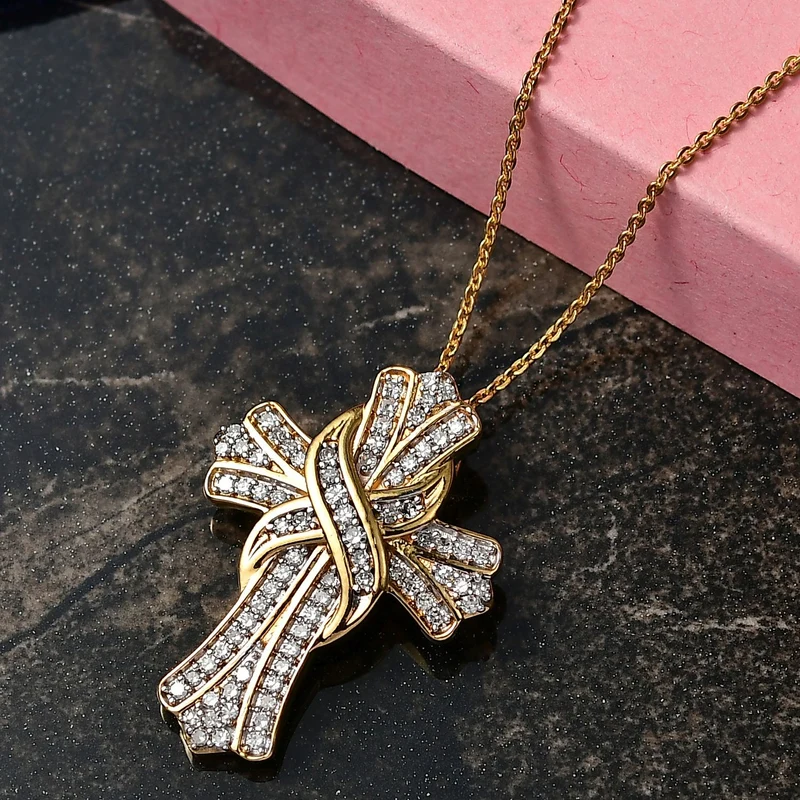 LUXURIANT DIAMOND - Lab Grown Diamant VS-EF SGL zertifiziert Schmuckset ca. 50 cm 925 Silber 750 Gelbgold Vermeil ca. 0.50 ct