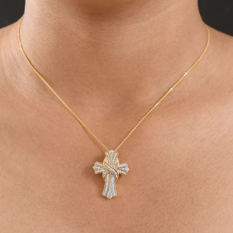 LUXURIANT DIAMOND - Lab Grown Diamant VS-EF SGL zertifiziert Schmuckset ca. 50 cm 925 Silber 750 Gelbgold Vermeil ca. 0.50 ct