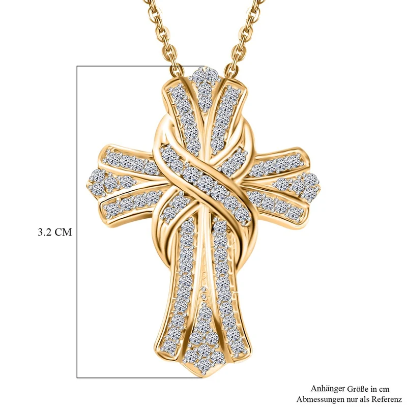 LUXURIANT DIAMOND - Lab Grown Diamant VS-EF SGL zertifiziert Schmuckset ca. 50 cm 925 Silber 750 Gelbgold Vermeil ca. 0.50 ct