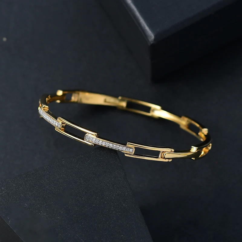 LUXURIANT DIAMOND - Lab Grown Diamant SI-GH Armreif ca. 19 cm 925 Silber 750 Gelbgold Vermeil ca. 0.25 ct