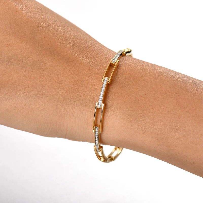 LUXURIANT DIAMOND - Lab Grown Diamant SI-GH Armreif ca. 19 cm 925 Silber 750 Gelbgold Vermeil ca. 0.25 ct