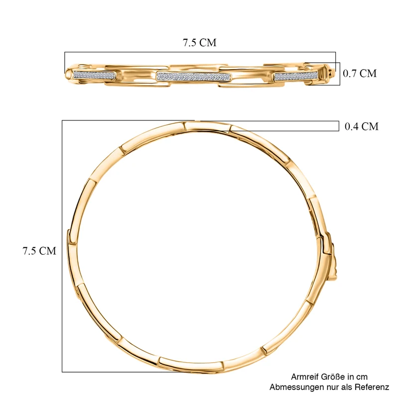 LUXURIANT DIAMOND - Lab Grown Diamant SI-GH Armreif ca. 19 cm 925 Silber 750 Gelbgold Vermeil ca. 0.25 ct
