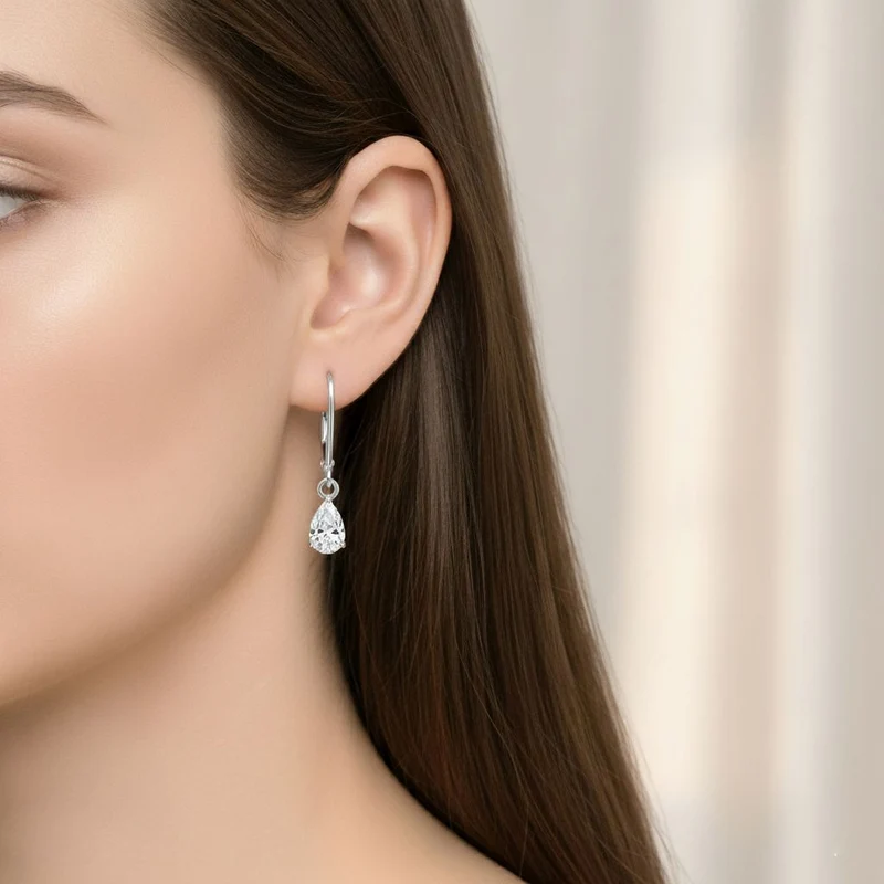 LUXURIANT 1 ct. SGL zertifizierte VS-GH Labor Diamant Ohrringe, 925 Silber 750 Gelbgold Vermeil