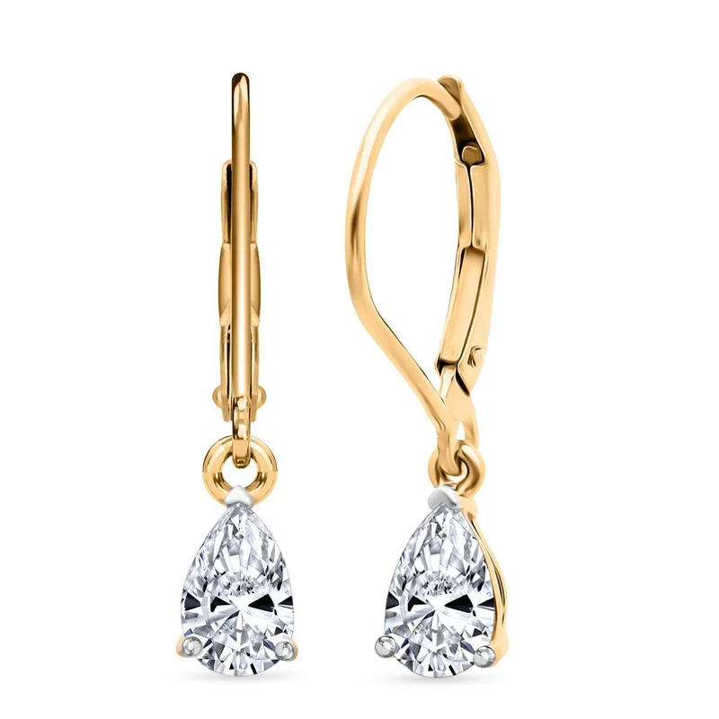 LUXURIANT 1 ct. SGL zertifizierte VS-GH Labor Diamant Ohrringe, 925 Silber 750 Gelbgold Vermeil