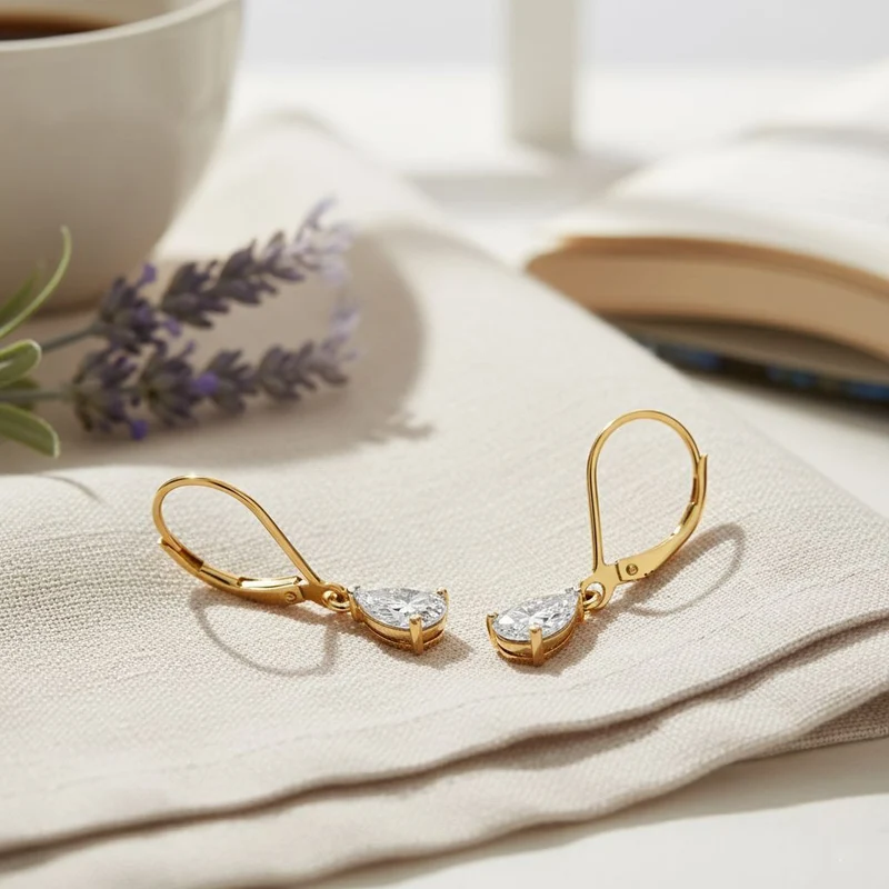 LUXURIANT 1 ct. SGL zertifizierte VS-GH Labor Diamant Ohrringe, 925 Silber 750 Gelbgold Vermeil