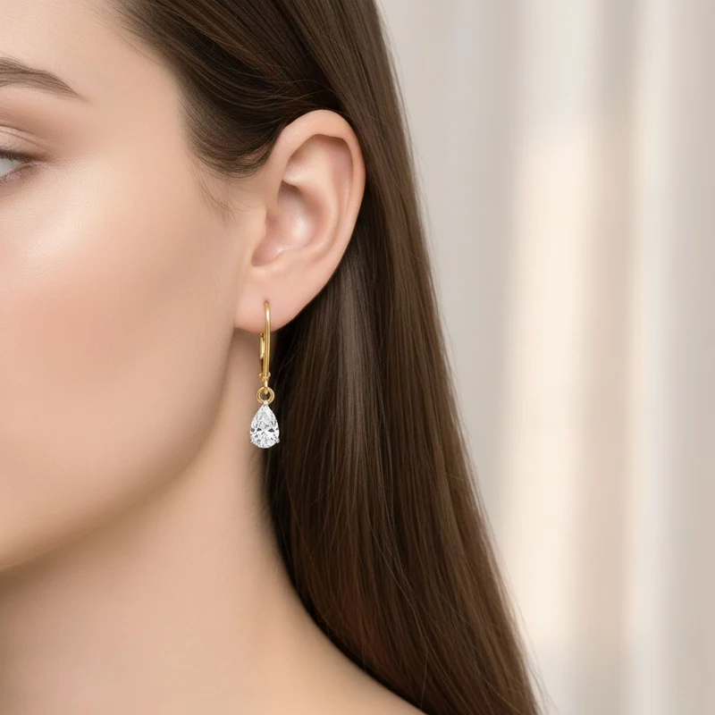 LUXURIANT 1 ct. SGL zertifizierte VS-GH Labor Diamant Ohrringe, 925 Silber 750 Gelbgold Vermeil