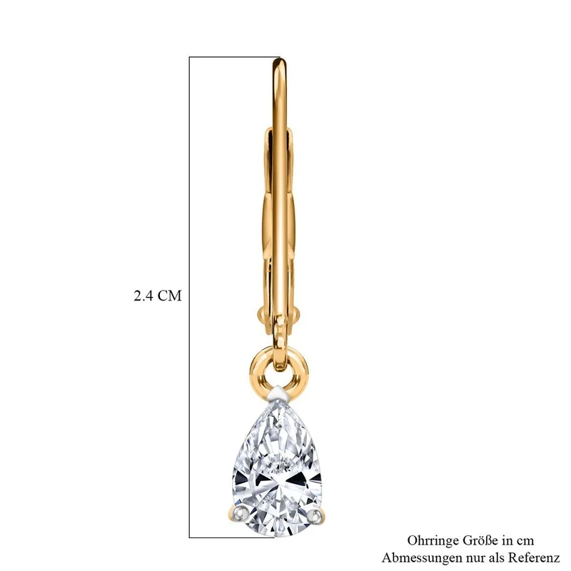 LUXURIANT 1 ct. SGL zertifizierte VS-GH Labor Diamant Ohrringe, 925 Silber 750 Gelbgold Vermeil