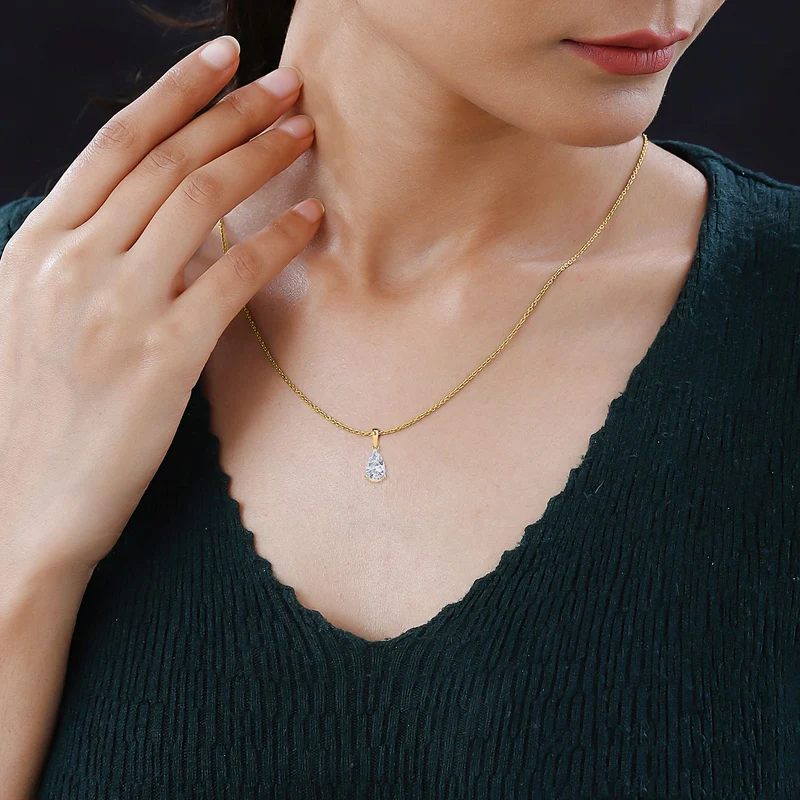 LUXURIANT DIAMOND - Lab Grown Diamant SI-GH SGL zertifiziert Anhänger mit Kette ca. 50 cm 925 Silber 750 Gelbgold Vermeil ca. 1.00 ct