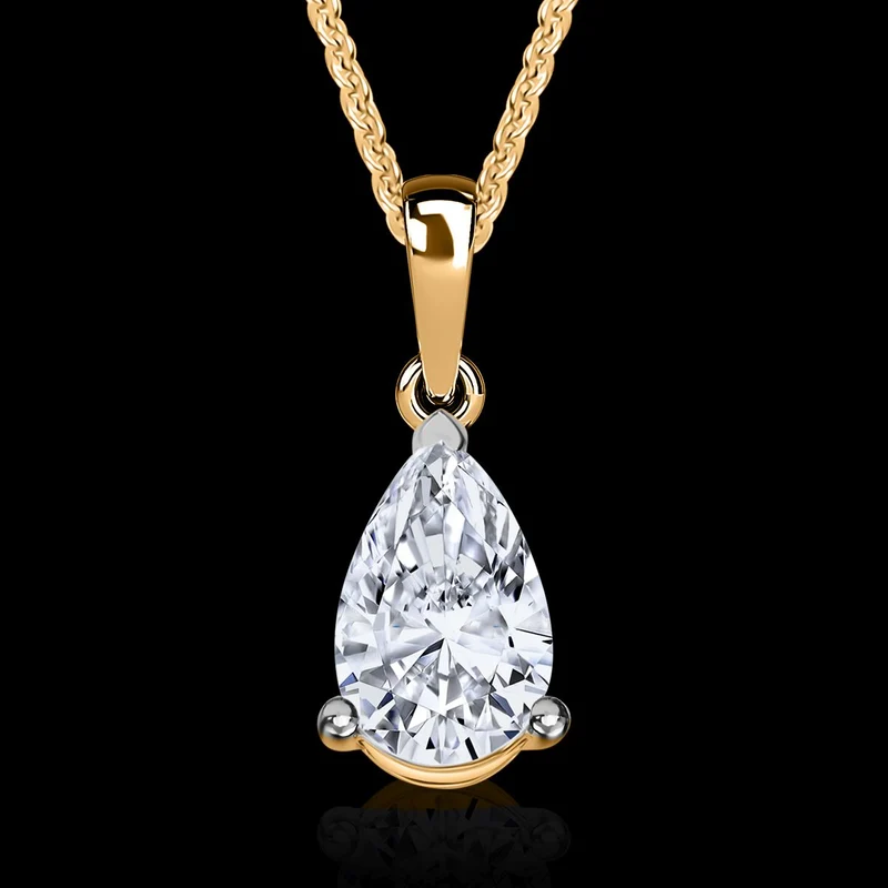 LUXURIANT DIAMOND - Lab Grown Diamant SI-GH SGL zertifiziert Anhänger mit Kette ca. 50 cm 925 Silber 750 Gelbgold Vermeil ca. 1.00 ct
