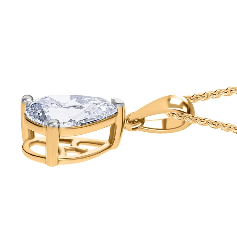 LUXURIANT DIAMOND - Lab Grown Diamant SI-GH SGL zertifiziert Anhänger mit Kette ca. 50 cm 925 Silber 750 Gelbgold Vermeil ca. 1.00 ct