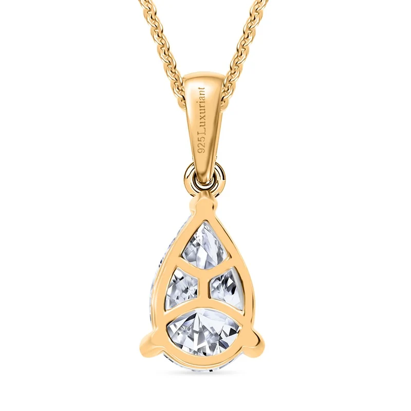 LUXURIANT DIAMOND - Lab Grown Diamant SI-GH SGL zertifiziert Anhänger mit Kette ca. 50 cm 925 Silber 750 Gelbgold Vermeil ca. 1.00 ct