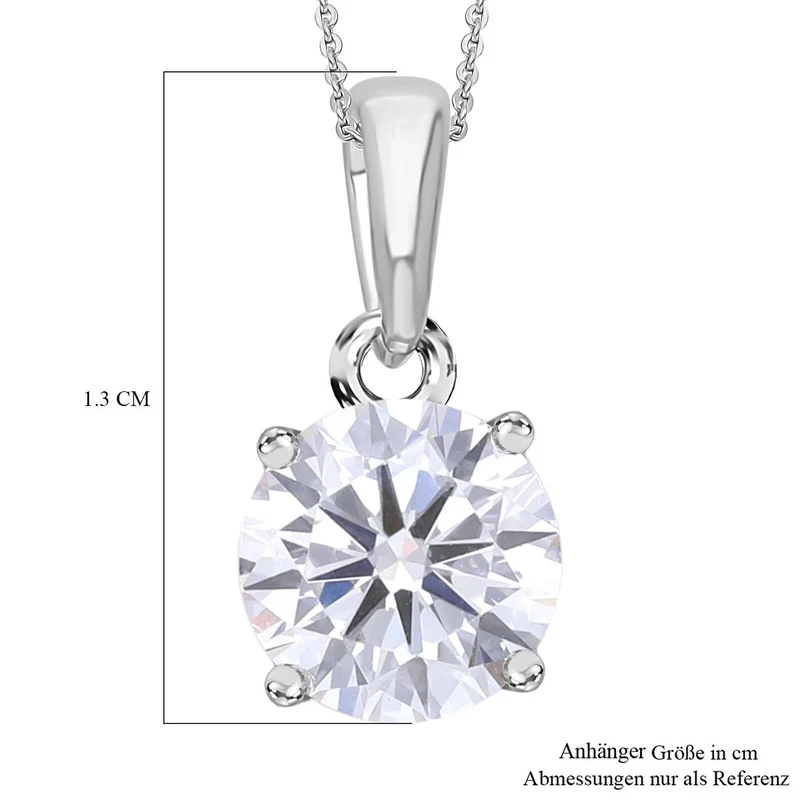 LUXURIANT SGL zertifizierter SI-GH Labor Diamant Anhänger mit 50cm Kette, 925 Silber rhodiniert - 1 ct.