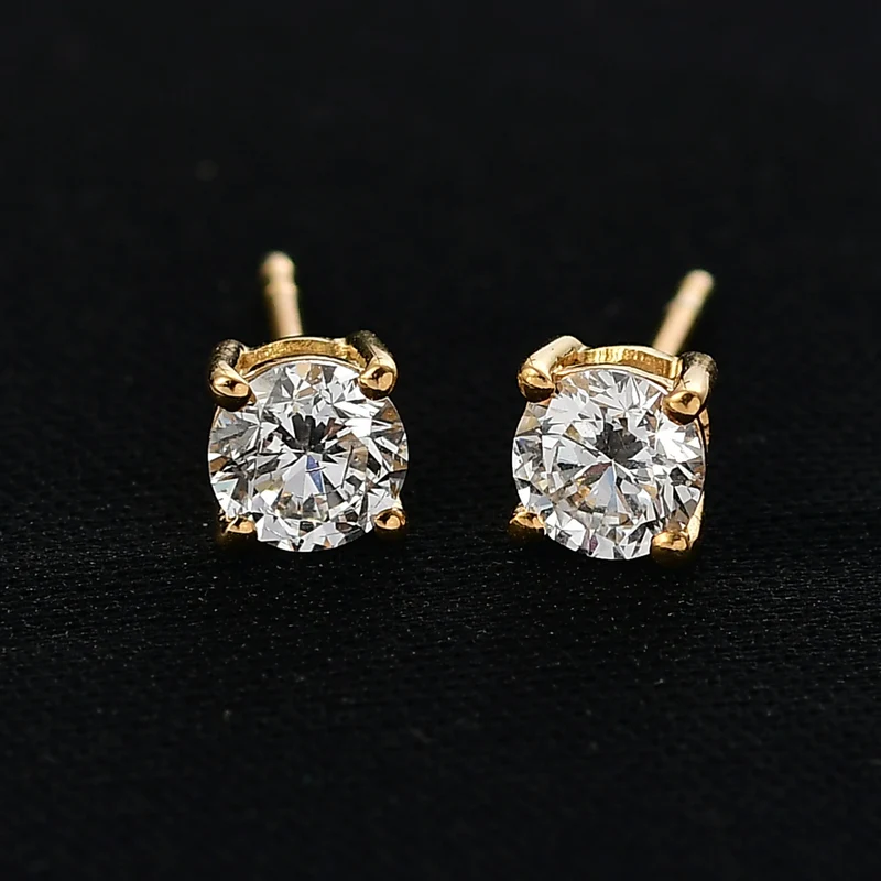 LUXURIANT 1 ct. SGL zertifizierte SI-GH Labor Diamant Ohrringe, 925 Silber 750 Gelbgold Vermeil