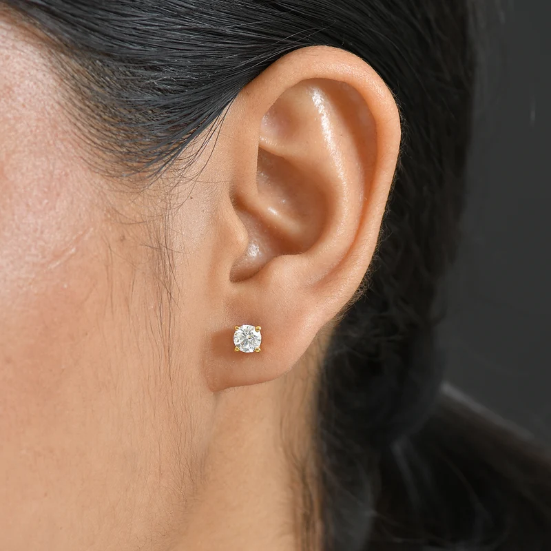 LUXURIANT 1 ct. SGL zertifizierte SI-GH Labor Diamant Ohrringe, 925 Silber 750 Gelbgold Vermeil