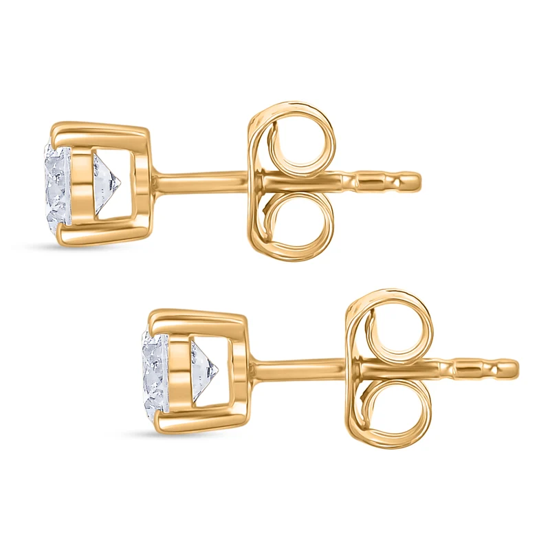 LUXURIANT 1 ct. SGL zertifizierte SI-GH Labor Diamant Ohrringe, 925 Silber 750 Gelbgold Vermeil