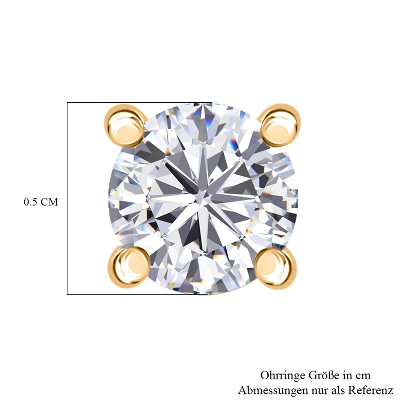 LUXURIANT 1 ct. SGL zertifizierte SI-GH Labor Diamant Ohrringe, 925 Silber 750 Gelbgold Vermeil