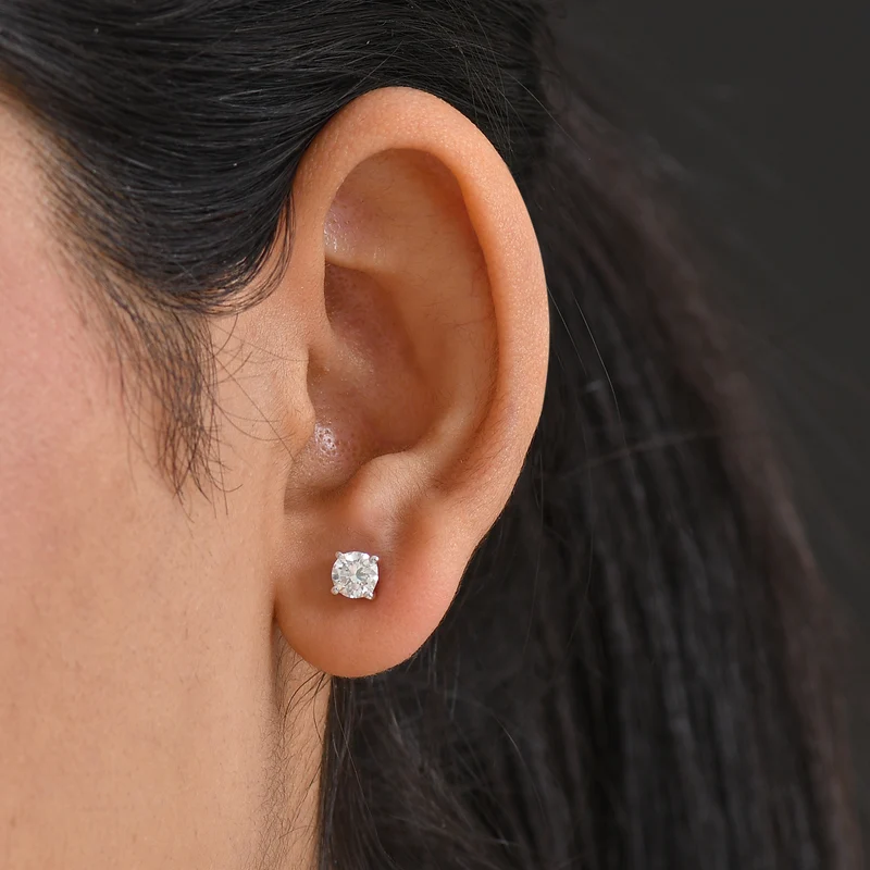LUXURIANT 1 ct. SGL zertifizierte SI-GH Labor Diamant Ohrringe, 925 Silber 750 Gelbgold Vermeil