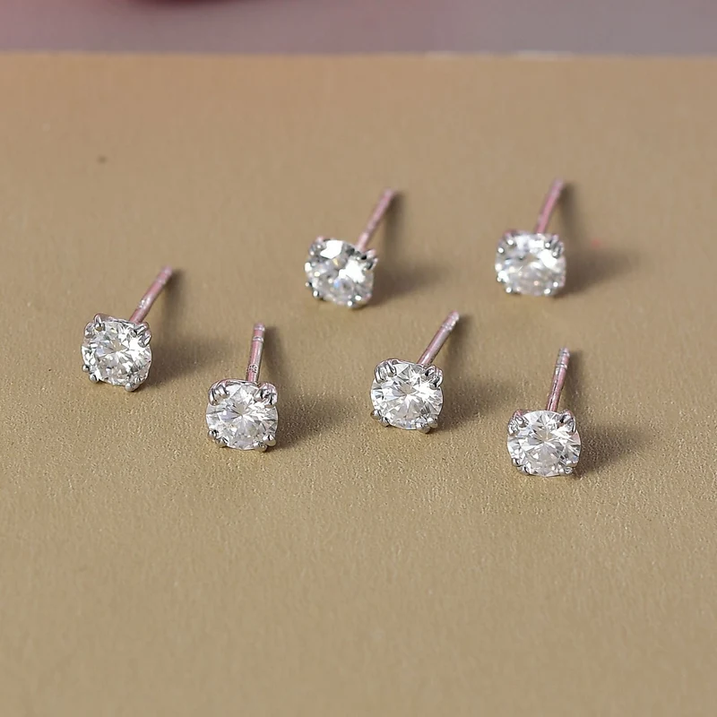 3er Set- D'Joy Moissanit Ohrringe, 925 Silber 750 Gelb Vergoldet ca. 2.58 ct