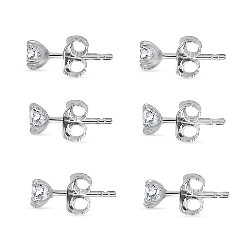 3er Set- D'Joy Moissanit Ohrringe, 925 Silber 750 Gelb Vergoldet ca. 2.58 ct