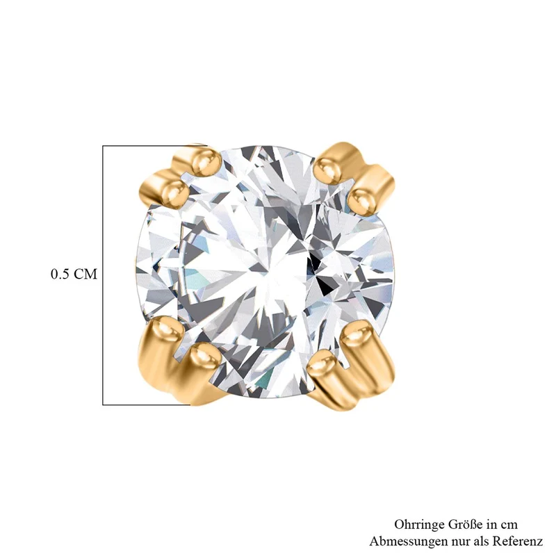 3er Set- D'Joy Moissanit Ohrringe, 925 Silber 750 Gelb Vergoldet ca. 2.58 ct
