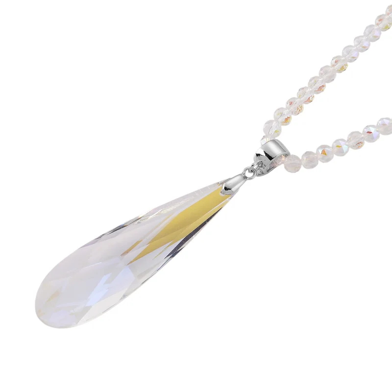 Blauer Kristall Anhänger mit 60+5cm Kette, Legierung