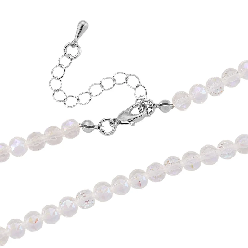 Blauer Kristall Anhänger mit 60+5cm Kette, Legierung