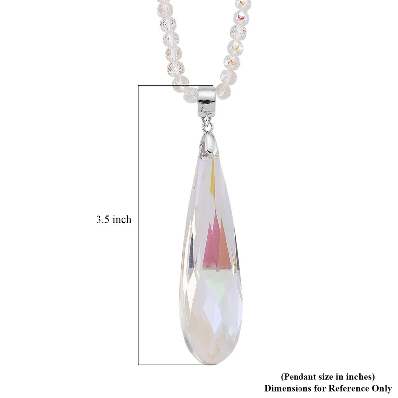Blauer Kristall Anhänger mit 60+5cm Kette, Legierung