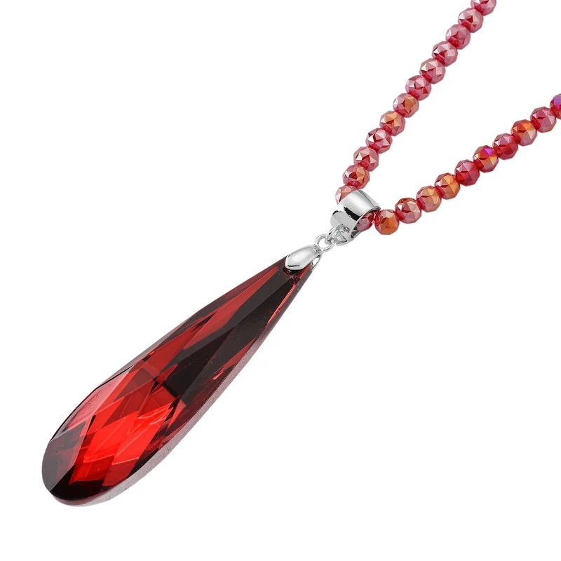 Blauer Kristall Anhänger mit 60+5cm Kette, Legierung