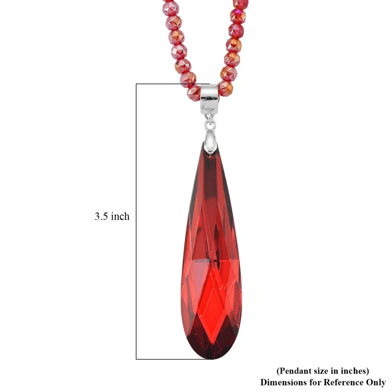 Blauer Kristall Anhänger mit 60+5cm Kette, Legierung