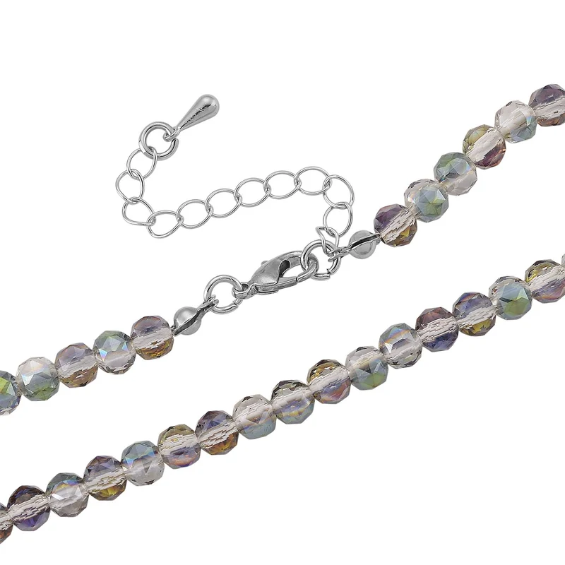 Blauer Kristall Anhänger mit 60+5cm Kette, Legierung