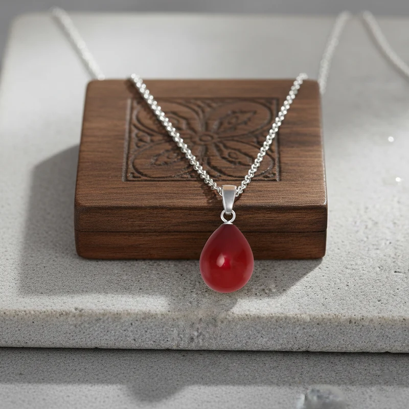 Rote Muschelkernperle (15x12 mm) Schmuckset ca. 50 cm