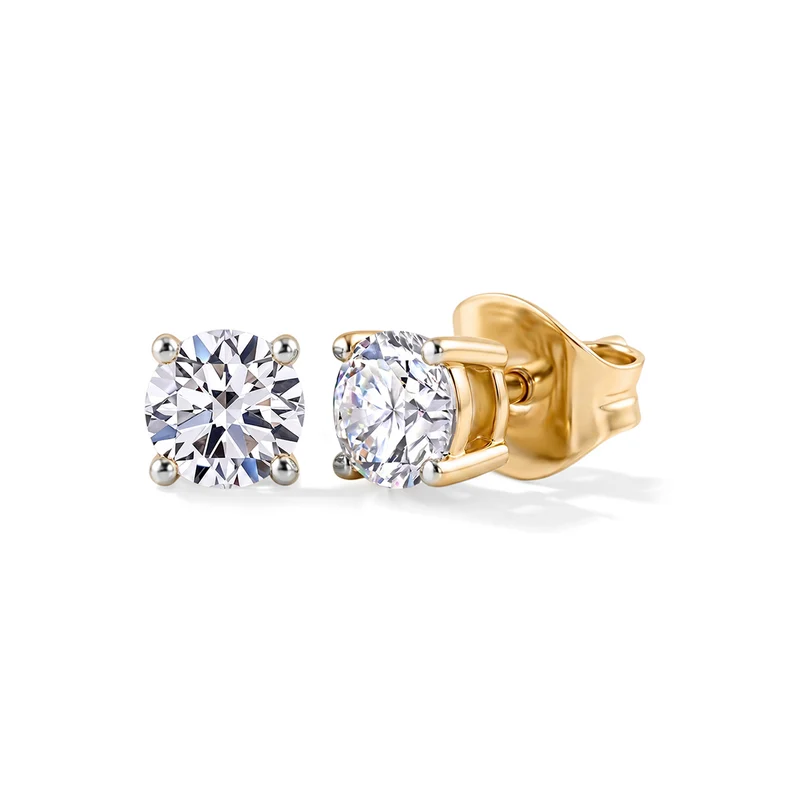 LUXURIANT 0,25 ct. SI-GH Labor Diamant Ohrringe, 925 Silber 750 gelbvergoldet