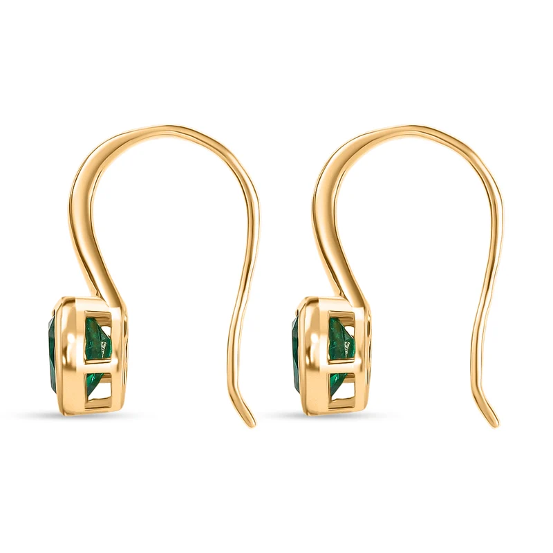 D'Joy Smaragd-Quarz Triplette Ohrringe 925 Silber 750 Gelb Vergoldet ca. 1,82 ct.