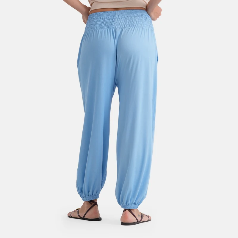 LA MAREY Jersey Komforthose mit Smokbund, Einheitsgröße, passend ca. für EU 34-40, Himmelblau
