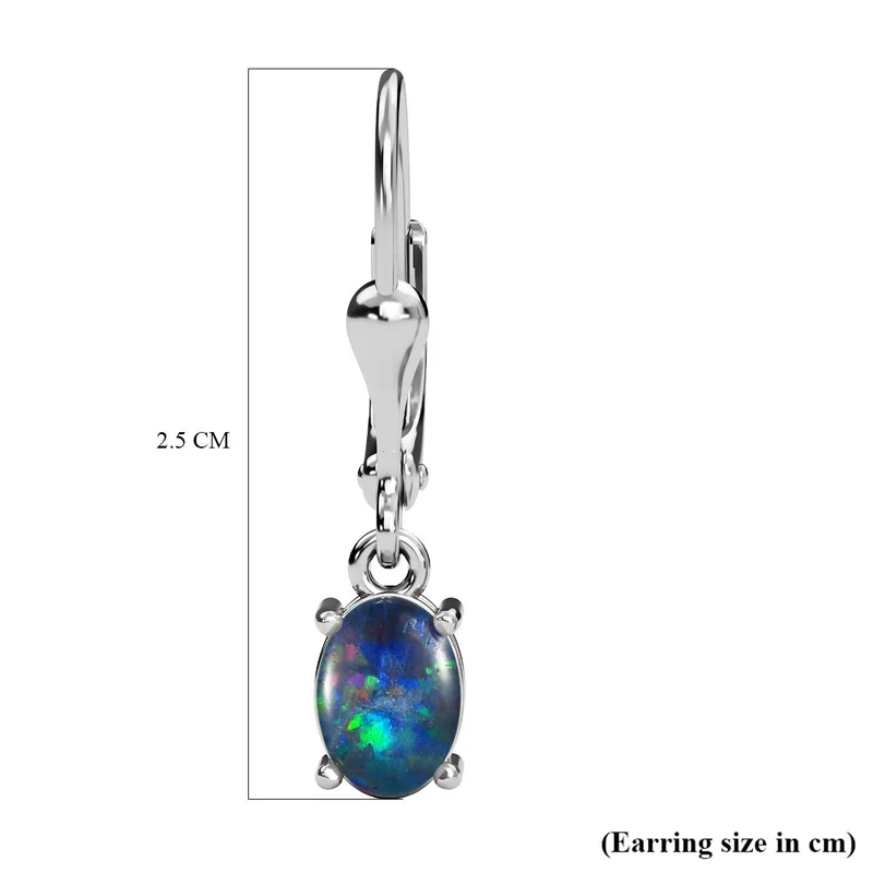 AAA Boulder Opal Triplette Ohrringe 925 Silber Platiniert ca. 1.87 ct