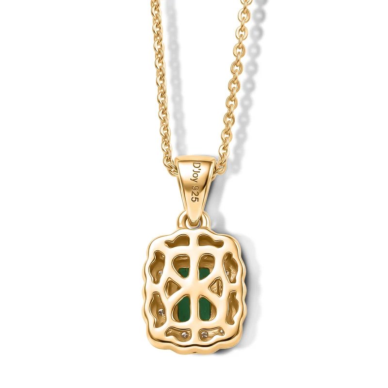 D'Joy AAA Kagem Sambischer Smaragd, Moissanit Schmuckset ca. 50 cm 925 Silber 750 Gelbgold vermeil ca. 0.76 ct