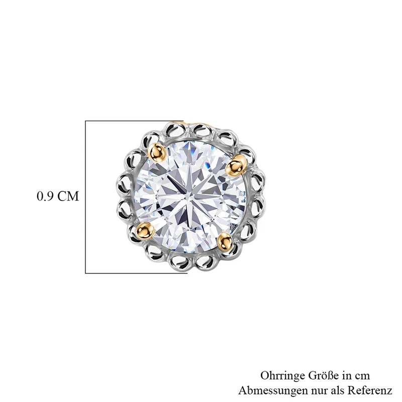 D'Joy Moissanit Ohrringe 925 Silber 750 Vergoldet ca. 1.50 ct