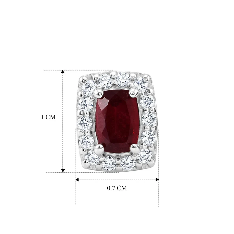 D'Joy Afrikanischer Rubin (Fissure gefüllt), Weißer Zirkon Ohrringe 925 Silber Rhodiniert ca. 2.15 ct
