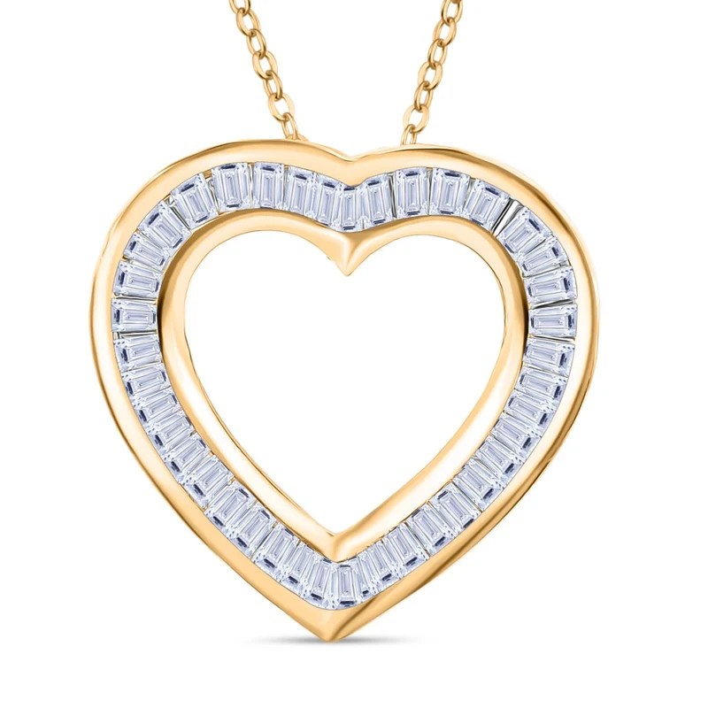 LUXURIANT SGL zertifizierter SI-GH Labor Diamant Anhänger mit 50cm Kette, 925 Silber 750 Gelbgold Vermeil - 0,50 ct.