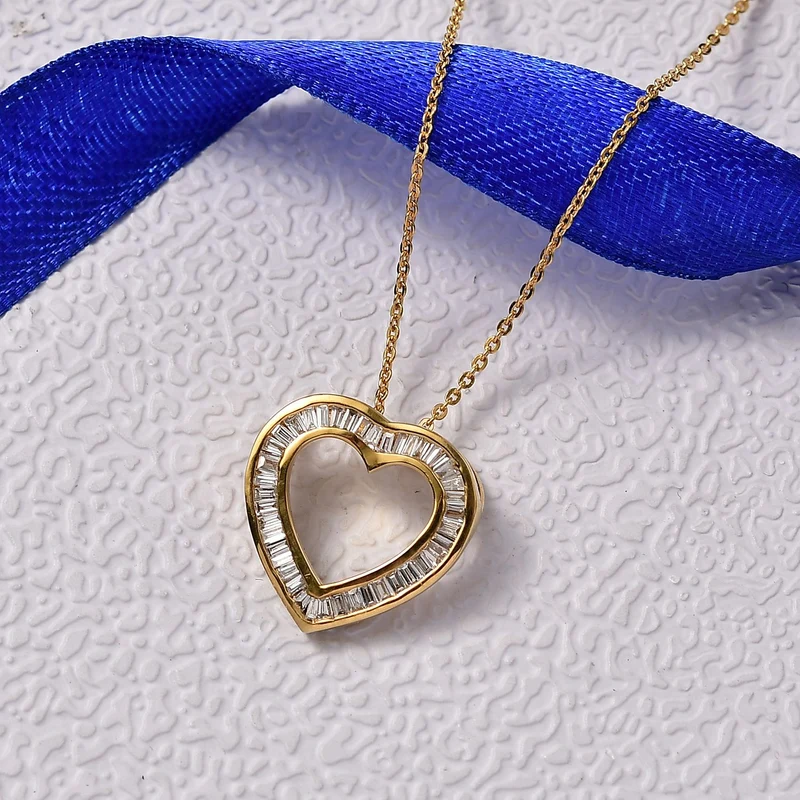 LUXURIANT SGL zertifizierter SI-GH Labor Diamant Anhänger mit 50cm Kette, 925 Silber 750 Gelbgold Vermeil - 0,50 ct.
