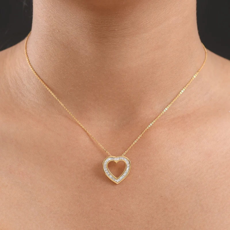 LUXURIANT SGL zertifizierter SI-GH Labor Diamant Anhänger mit 50cm Kette, 925 Silber 750 Gelbgold Vermeil - 0,50 ct.