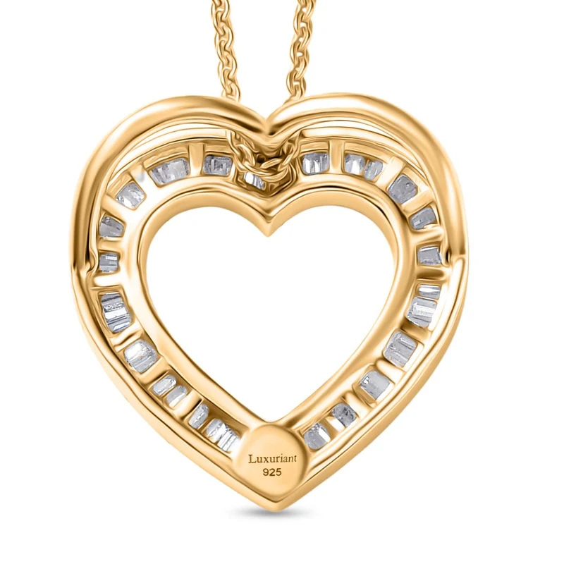LUXURIANT SGL zertifizierter SI-GH Labor Diamant Anhänger mit 50cm Kette, 925 Silber 750 Gelbgold Vermeil - 0,50 ct.