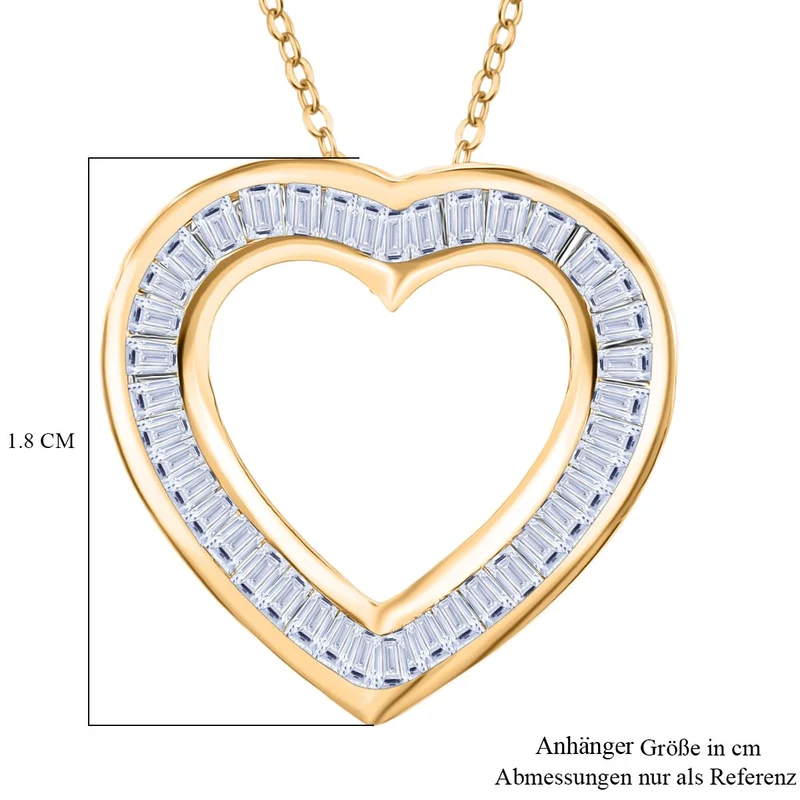LUXURIANT SGL zertifizierter SI-GH Labor Diamant Anhänger mit 50cm Kette, 925 Silber 750 Gelbgold Vermeil - 0,50 ct.