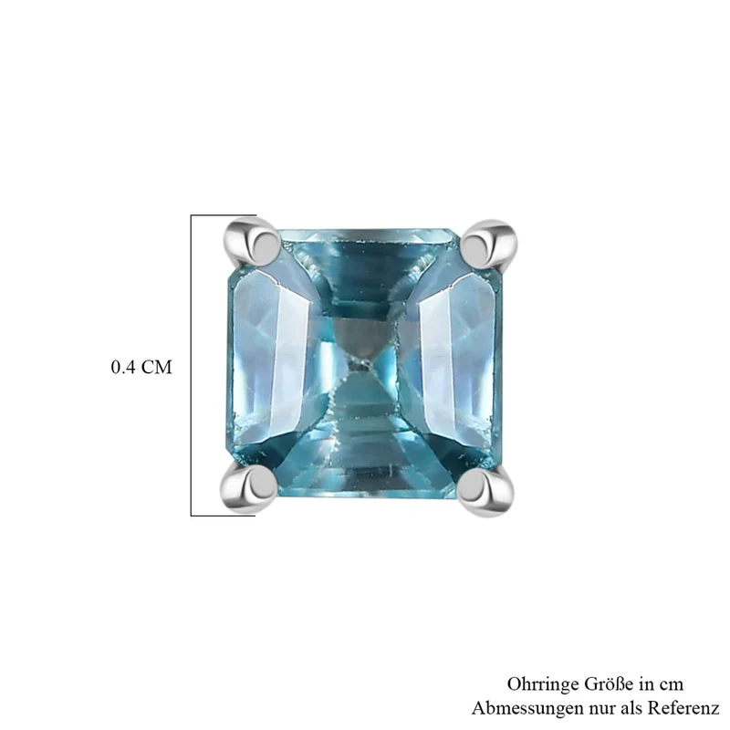Blauer Zirkon Ohrringe 925 Silber rhodiniert ca. 1.06 ct