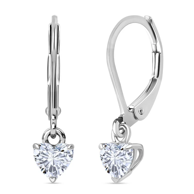 LUXURIANT 1 ct. SGL zertifizierte VS-EF Labor Herzschliff Diamant Ohrringe, 925 Silber rhodiniert